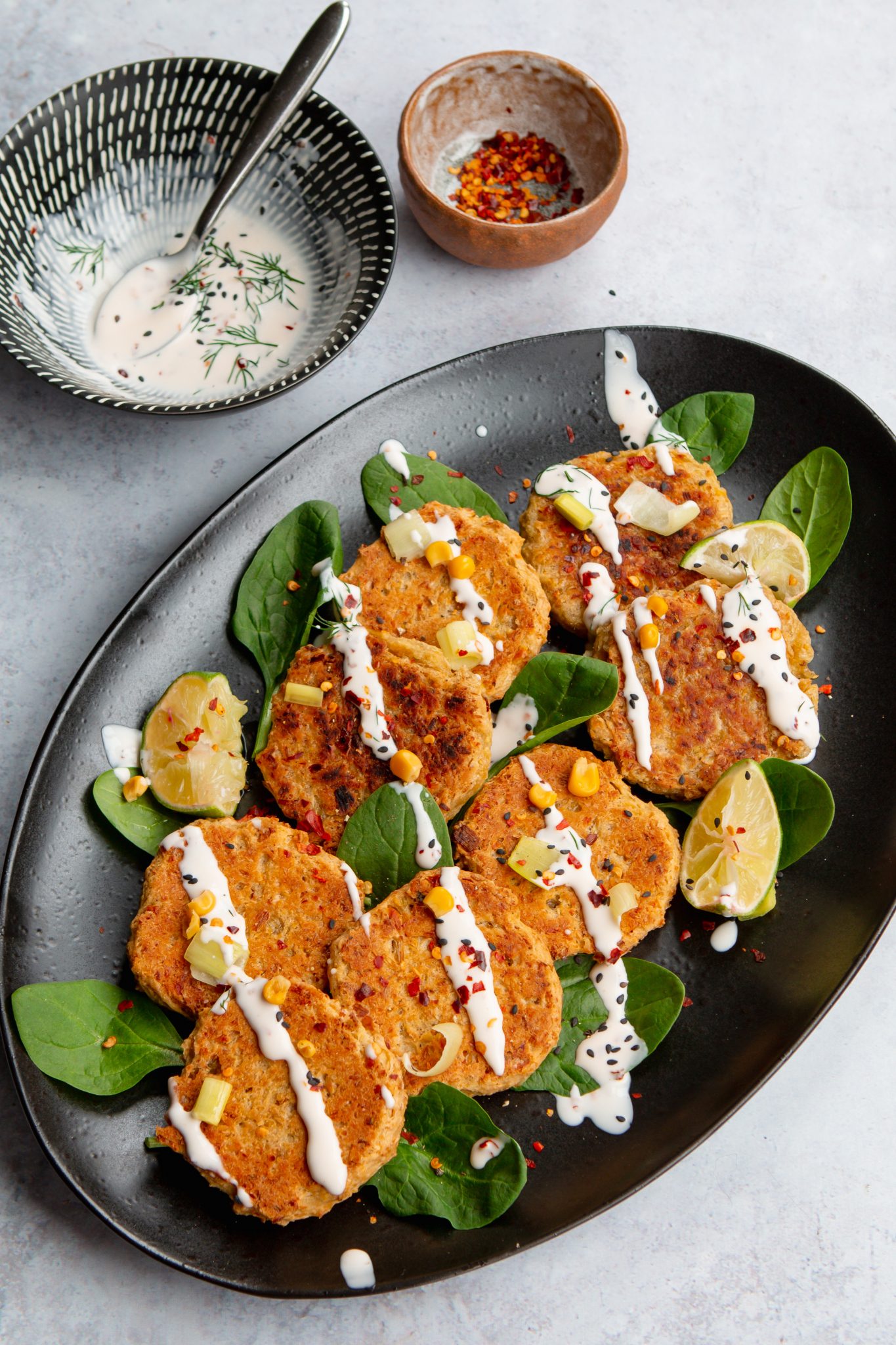 Tangy leek and corn fritters with lime mayo British Leeks