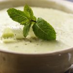Minted Leek and Pea Soup with Braised Lettuce