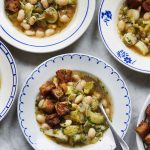 Leek and Butterbean Soup with Rosemary Croutons