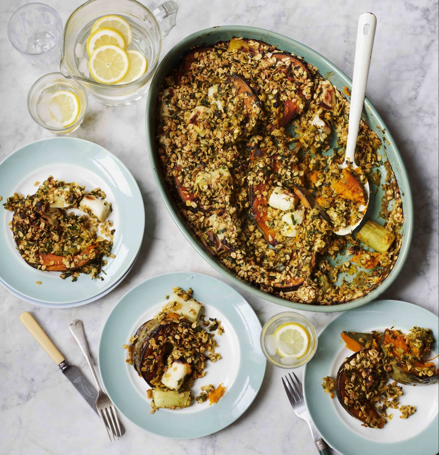 Leek and Squash Bake with Parsley Crumble British Leeks